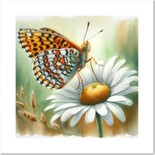 Glanville Fritillary - Watercolor Butterfly Posters and Art